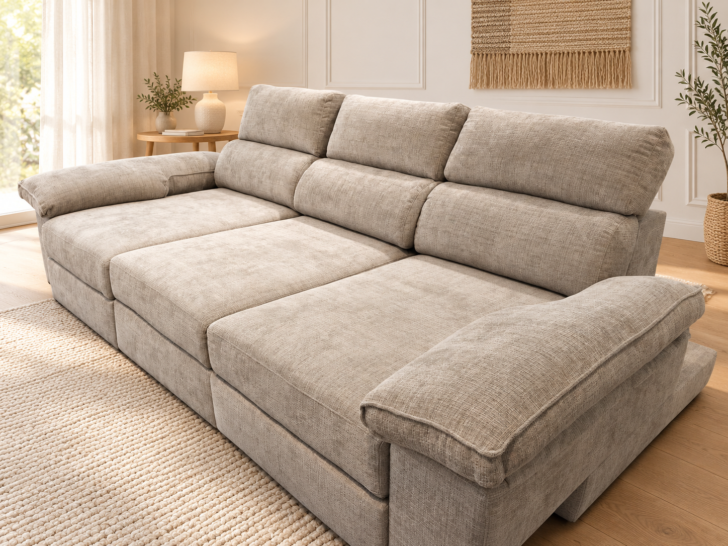 Sofá XL: vista con los asientos extendidos